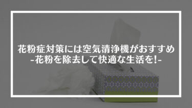 【体験談】花粉症対策には空気清浄機がおすすめ！花粉を除去して快適な生活を！