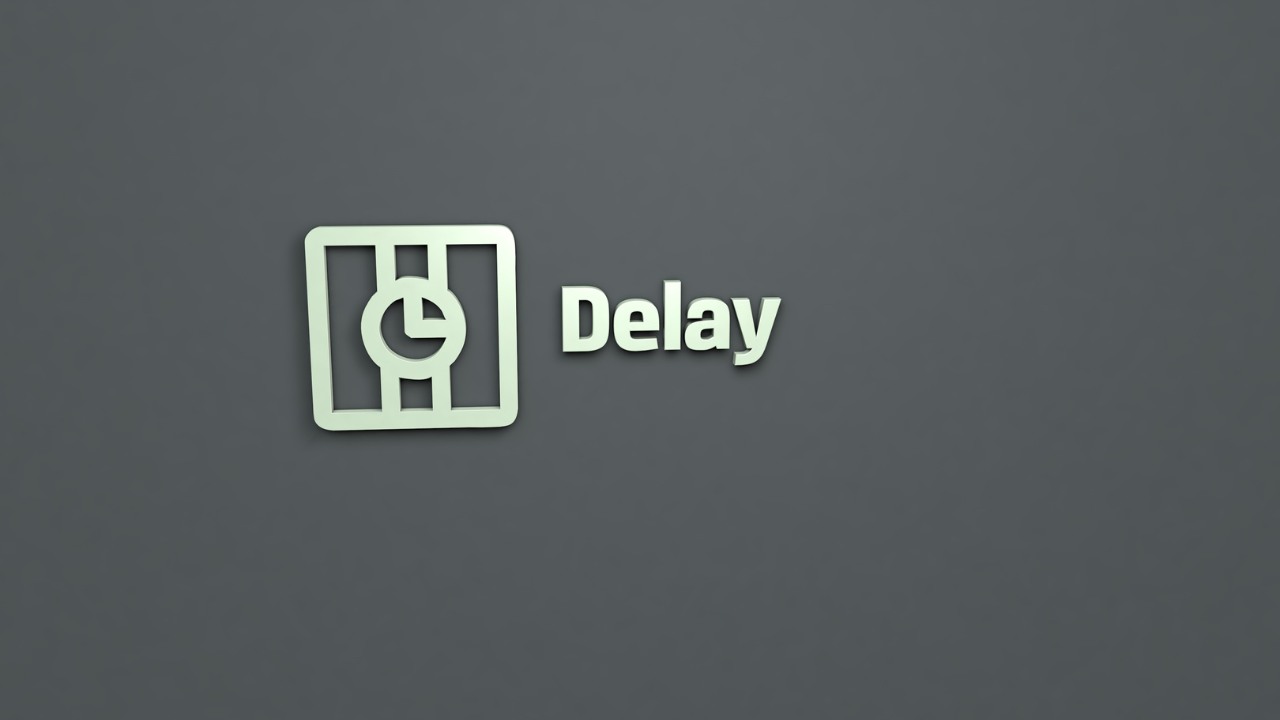 delayの文字とロゴ